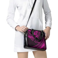 Kia Orana Cook Islands Shoulder Handbag Circle Stars With Floral Pink Pattern LT01 - Polynesian Pride