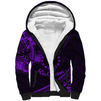 Kia Orana Cook Islands Sherpa Hoodie Circle Stars With Floral Purple Pattern LT01 Unisex Purple - Polynesian Pride