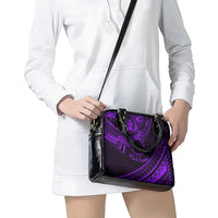 Kia Orana Cook Islands Shoulder Handbag Circle Stars With Floral Purple Pattern LT01 - Polynesian Pride