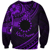 Kia Orana Cook Islands Sweatshirt Circle Stars With Floral Purple Pattern LT01 Unisex Purple - Polynesian Pride