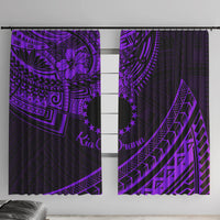 Kia Orana Cook Islands Window Curtain Circle Stars With Floral Purple Pattern LT01 With Hooks Purple - Polynesian Pride