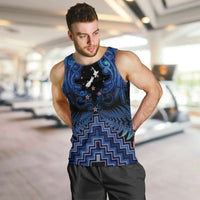 Personalised Aotearoa Matariki Men Tank Top Blue Fern Maori Poutama