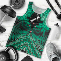 Personalised Aotearoa Matariki Men Tank Top Green Fern Maori Poutama