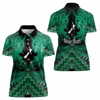 Personalised Aotearoa Matariki Women Polo Shirt Green Fern Maori Poutama