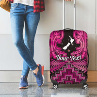 Personalised Aotearoa Matariki Luggage Cover Pink Fern Maori Poutama