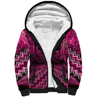 Personalised Aotearoa Matariki Sherpa Hoodie Pink Fern Maori Poutama