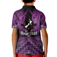 Personalised Aotearoa Matariki Kid Polo Shirt Purple Fern Maori Poutama