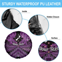 Personalised Aotearoa Matariki Spare Tire Cover Purple Fern Maori Poutama