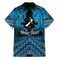 Personalised Aotearoa Matariki Family Matching Off The Shoulder Long Sleeve Dress and Hawaiian Shirt Turquoise Fern Maori Poutama LT01 - Polynesian Pride