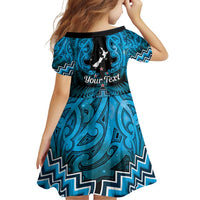 Personalised Aotearoa Matariki Family Matching Off Shoulder Short Dress and Hawaiian Shirt Turquoise Fern Maori Poutama LT01 - Polynesian Pride