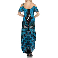 Personalised Aotearoa Matariki Family Matching Summer Maxi Dress and Hawaiian Shirt Turquoise Fern Maori Poutama LT01 - Polynesian Pride
