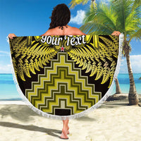 Personalised Aotearoa Matariki Beach Blanket Yellow Fern Maori Poutama LT01 - Polynesian Pride
