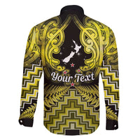 Personalised Aotearoa Matariki Family Matching Long Sleeve Bodycon Dress and Hawaiian Shirt Yellow Fern Maori Poutama LT01 - Polynesian Pride