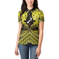 Personalised Aotearoa Matariki Women Polo Shirt Yellow Fern Maori Poutama