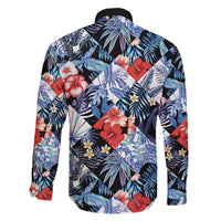 Hawaii Tropicana Blue Pattern Family Matching Tank Maxi Dress and Hawaiian Shirt - Polynesian Pride