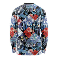 Hawaii Tropicana Blue Pattern Long Sleeve Shirt - Polynesian Pride