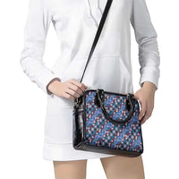 Polynesian Monstera Tiare Floral Shoulder Handbag Royal Blue Tropical Plaid - Polynesian Pride