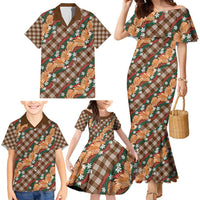 Polynesian Monstera Tiare Floral Family Matching Mermaid Dress and Hawaiian Shirt Chocolate Brown Tropical Plaid LT01 - Polynesian Pride