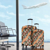 Polynesian Monstera Tiare Floral Luggage Cover Chocolate Brown Tropical Plaid LT01 - Polynesian Pride