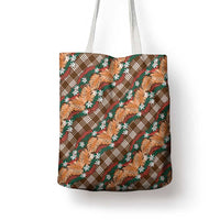 Polynesian Monstera Tiare Floral Tote Bag Chocolate Brown Tropical Plaid LT01 - Polynesian Pride