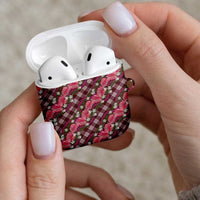Polynesian Monstera Tiare Floral AirPods Case Fuchsia Tropical Plaid - Polynesian Pride