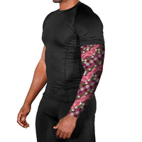 Polynesian Monstera Tiare Floral Arm Sleeves Fuchsia Tropical Plaid - Polynesian Pride