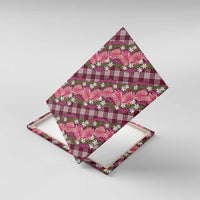 Polynesian Monstera Tiare Floral Canvas Wall Art Fuchsia Tropical Plaid - Polynesian Pride