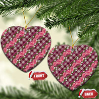 Polynesian Monstera Tiare Floral Ceramic Ornament Fuchsia Tropical Plaid - Polynesian Pride