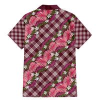 Polynesian Monstera Tiare Floral Family Matching Mermaid Dress and Hawaiian Shirt Fuchsia Tropical Plaid LT01 - Polynesian Pride