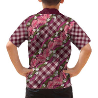 Polynesian Monstera Tiare Floral Family Matching Summer Maxi Dress and Hawaiian Shirt Fuchsia Tropical Plaid LT01 - Polynesian Pride