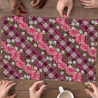 Polynesian Monstera Tiare Floral Puzzle Fuchsia Tropical Plaid LT01 - Polynesian Pride