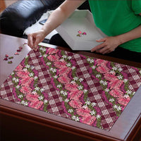 Polynesian Monstera Tiare Floral Puzzle Fuchsia Tropical Plaid LT01 - Polynesian Pride