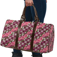Polynesian Monstera Tiare Floral Travel Bag Fuchsia Tropical Plaid LT01 - Polynesian Pride