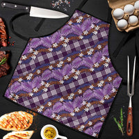Polynesian Monstera Tiare Floral Apron Lavender Tropical Plaid - Polynesian Pride