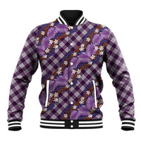 Polynesian Monstera Tiare Floral Baseball Jacket Lavender Tropical Plaid LT01 Unisex Purple - Polynesian Pride