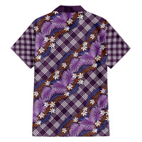 Polynesian Monstera Tiare Floral Family Matching Long Sleeve Bodycon Dress and Hawaiian Shirt Lavender Tropical Plaid LT01 - Polynesian Pride