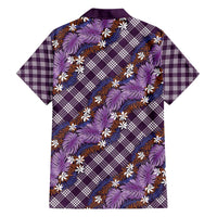 Polynesian Monstera Tiare Floral Family Matching Short Sleeve Bodycon Dress and Hawaiian Shirt Lavender Tropical Plaid LT01 - Polynesian Pride