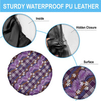 Polynesian Monstera Tiare Floral Spare Tire Cover Lavender Tropical Plaid - Polynesian Pride