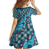Polynesian Monstera Tiare Floral Family Matching Summer Maxi Dress and Hawaiian Shirt Dark Teal Tropical Plaid LT01 - Polynesian Pride