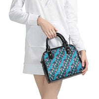 Polynesian Monstera Tiare Floral Shoulder Handbag Dark Teal Tropical Plaid - Polynesian Pride