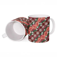 Polynesian Monstera Tiare Floral Ceramic Mug Burgundy Tropical Plaid LT01 - Polynesian Pride