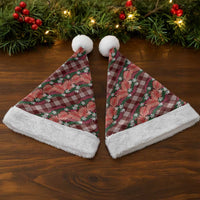 Polynesian Monstera Tiare Floral Christmas Santa Hat Burgundy Tropical Plaid - Polynesian Pride