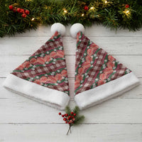 Polynesian Monstera Tiare Floral Christmas Santa Hat Burgundy Tropical Plaid - Polynesian Pride