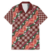 Polynesian Monstera Tiare Floral Family Matching Mermaid Dress and Hawaiian Shirt Burgundy Tropical Plaid LT01 Dad's Shirt - Short Sleeve Red - Polynesian Pride