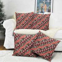 Polynesian Monstera Tiare Floral Pillow Cover Burgundy Tropical Plaid - Polynesian Pride