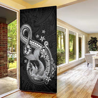 Hawaii Mermaid Monotone Door Cover Polynesian Pattern Fish Hook