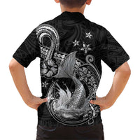 Hawaii Mermaid Monotone Hawaiian Shirt Polynesian Pattern Fish Hook