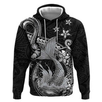 Hawaii Mermaid Monotone Hoodie Polynesian Pattern Fish Hook