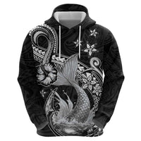 Hawaii Mermaid Monotone Hoodie Polynesian Pattern Fish Hook
