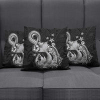 Hawaii Mermaid Monotone Pillow Cover Polynesian Pattern Fish Hook